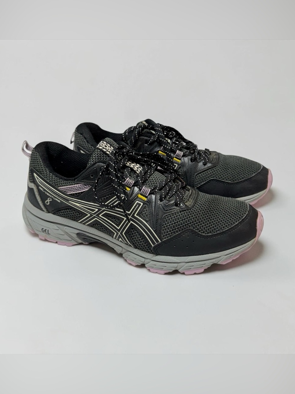 Asics Womens Gel Venture 8 Black Running Shoes Sneakers Size 9 Activewear